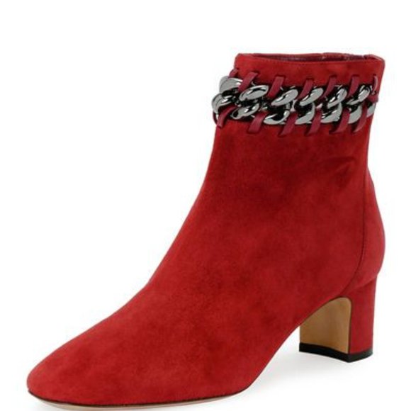 New Valentino Garavani Suede Booties w/ Chain – Chic Designer Ankle Boots - Picture 1 of 13